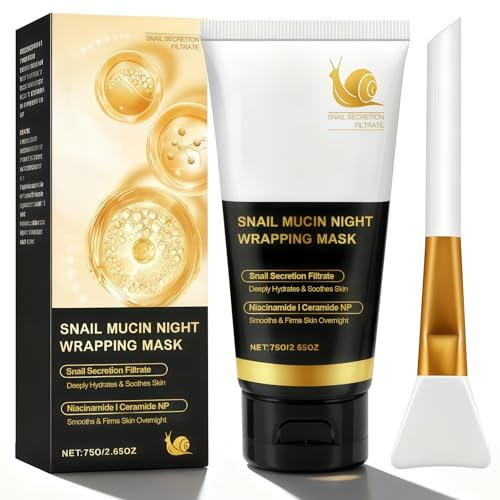 Peel Off Maske Gesicht,Collagen Night Wrapping Mask,Schneckenschleim Schlafmaske 75ml,Spendet Feuchtigkeit, Strafft & GläTtet Die Haut,GläTtet Falten,Anti-Aging Pflege,Beruhigt & Regeneriert