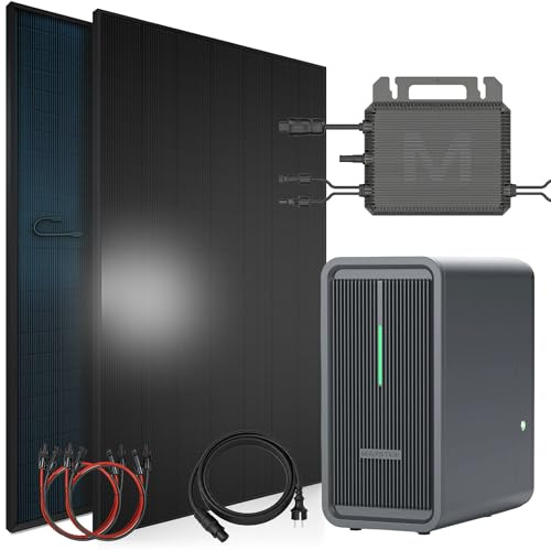 SUNNIVA® 920W Balkonkraftwerk mit 2,24 kWh Speicher Marstek B2500-D, BIFAZIAL FULLBLACK komplett Steckdose, PV Solaranlage Komplettset mit Solarspeicher, 2x 460W N-Type Glas-Glas Bifacial Module