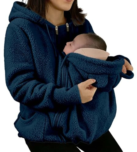 Generico Giacca da trasporto per mamma e bambino, calda giacca premaman con inserto per neonato, cappotto lungo al ginocchio, con coulisse regolabile, per gravidanza, autunno, inverno