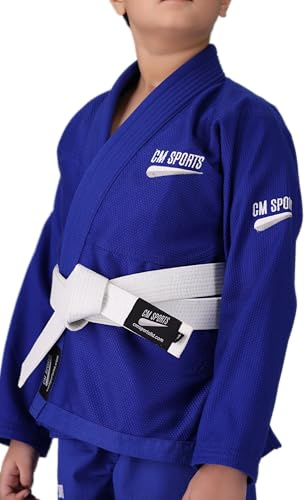 Premium Jiu-Jitsu Gi for Kids – Lightweight 450 GSM Pearl-Weave BJJ Kimono, Durable Training & Competition Martial Arts Uniform, Kids BJJ Gi Set with Ripstop Pants (Blue, M4)
