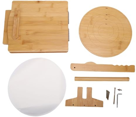Haofy Prensa Giratoria de Madera para Tortillas de 10 Pulgadas, Máquina para Hacer Tortillas de Maíz Mexicanas, Panes Planos Caseros, Herramienta Prensadora para Aplanar Masa para