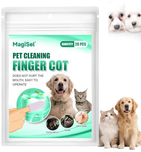 Toallitas Dentales Para Perros Y Gatos, Cepillos De Dientes Para Mascotas, Guantes Des Limpieza De Dedos, Desechables Limpieza Dental Sin Cepillo Dientes Perro Reduce Placa Y Mal 20 Dedales