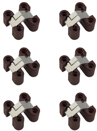 GEFONG 180 Gradi Mini Cerniera Scomparsa 35x12 mm per la Porta Dell'armadio Collegamento del Pannello Scatola di Legno Piccola Fai da te Cerniere in Plastica per Porte Pieghevoli Marrone 6 Pezzi