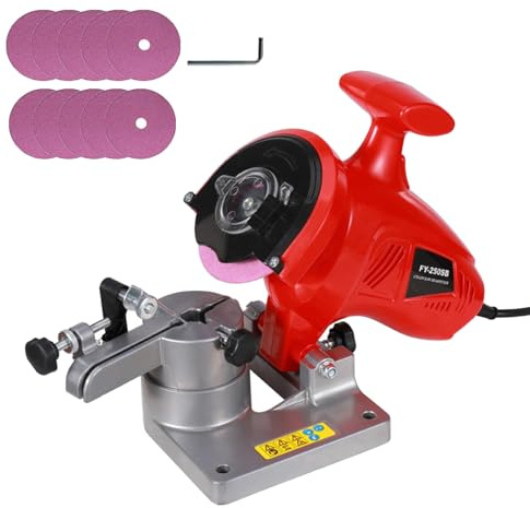 Electric Chainsaw Sharpener, 220W Portable Grinder with 10 Grinding Discs, Automatic Tool with 0-35° Adjustable Angle for 11.5-22 inch Chains