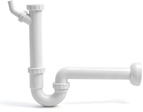 Lurtgex® Raumsparsiphon Küchenspüle 1 1/2 Zoll Waschbecken 40mm Anschluss | Ablaufgarnitur Mit Überlauf Spüle Syphon Verbindungsmutter, Spülbecken Für Spülmaschine Und Waschmaschine Abflussrohr