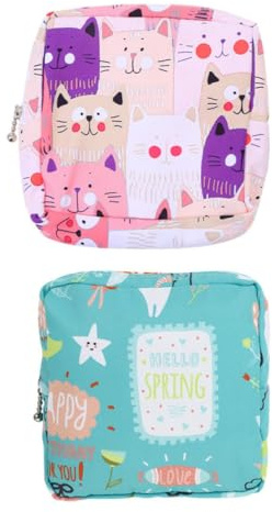 Balacoo Borsa Porta Assorbenti Femminile in Cotone 2 Pezzi Zip Robusta e Protezione Privacy per Viaggi e Uso Quotidiano Stili multipli