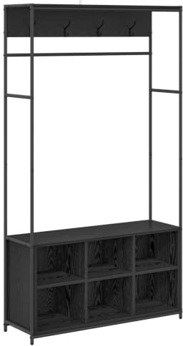 vidaXL Klädhängare med skofåtölj Svart ek 100 x 32 x 180,5 cm