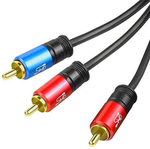 SHD RCA to 2RCA Subwoofer Cable Audio Cable 2RCA to 1RCA Bi-Directional RCA Y Adapter Premium Sound Quality Dual Shielded with Gold Plated Connectors-20Feet