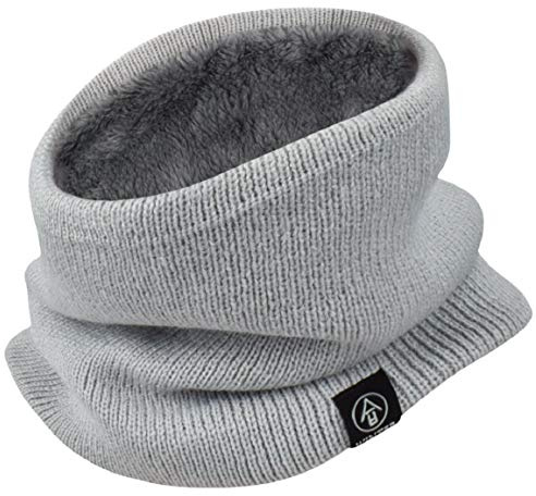 Yuson Girl Schlauchschal Damen Herren Winter Halsschlauch Dick Fleece Halswärmer Fleece Loop Schal Unisex Innenfutter Neckwarmer Multifunktionstuch Strickschal für Outdoor(Hellgrau)