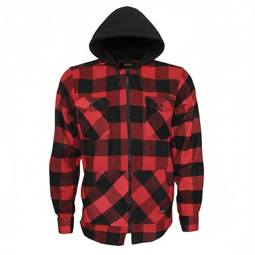 ROCK-IT Apparel® Chemise à Carreaux en Flanelle à Manches Longues pour Hommes avec Capuche Chemise de bûcheron Chemise à Carreaux qualité supérieure Chemise décontractée Chemise S-5XL Noir/Rouge XL