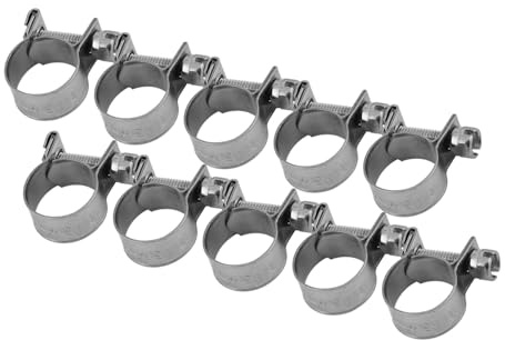 Hose Clips Set, 10PCS 10PCS Stainless Steel Hose Clamps T-Bolt Fuel Line Pipe Clips Fastener(13-15mm)