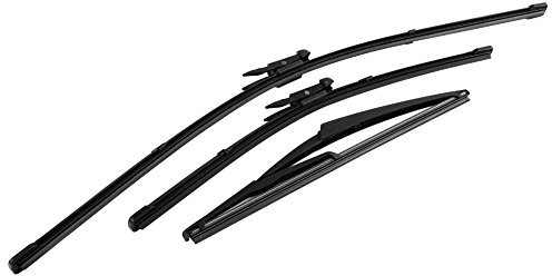 Scheibenwischer Set vorne und hinten für Qashqai 2007-2013 [24/16/12 Zoll] | Kompatibel mit Originalmodell | Wischerblätter für Front- und Heckscheibe