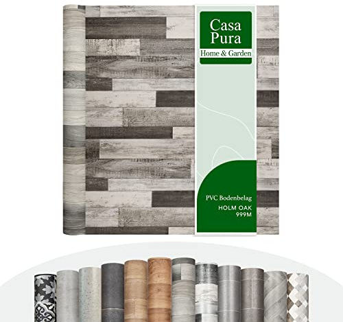 CV Cusion Vinyl Flooring | PVC Decking Roll, Non-Slip Laminate Floor Covering (Foamed) Holm Oak 999M Elegant Wood Effect Textured Surface Flooring (200 x 150 cm)
