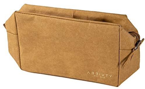 Abbiuty Kulturbeutel (Recyceltes und veganes Kraftpapier) hochwertige Kulturtasche für Frauen und Männer, Große Kosmetiktasche 4 Liter Stauraum, nachhaltige Waschtasche