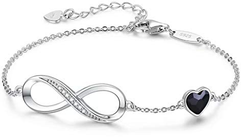 LOUISA SECRET Bracelet Femme Argent 925 Infinity Femmes Réglable | Acier Inoxydable Bijoux Femme Cadeaux Saint Valentin Femme Anniversaire Fête des Mères Cadeau Maman
