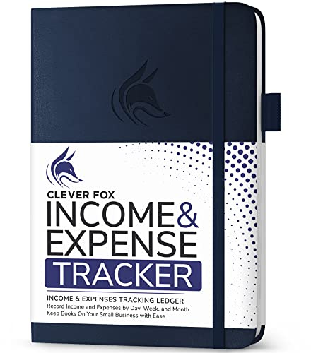 Clever Fox Income & Expense Tracker, Business Ledger 8.5x11 Dark Blue