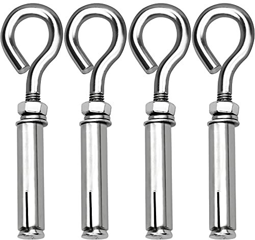 Suiwki 4 Stück M6 Expansions-Ösenschrauben mit Ring Ringschraube aus 304 Edelstahl Haken Schwerlastanker Erweiterung Anker Ringschraube
