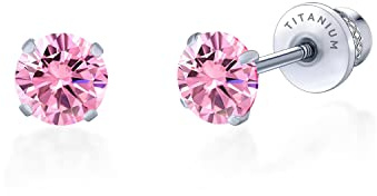 Limerencia Hypoallergenic G23 Implant Grade Titanium Screw Back Earrings Tragus 20G Helix F136 Piercing Post for Sensitive Ears Simulated Diamond Cartilage