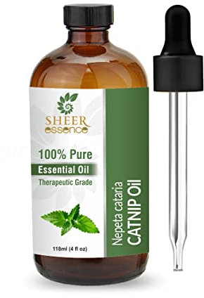 Sheer Essence Ätherische Öle, 118 ml, 100 % rein und natürlich, therapeutisches Öl, große Flasche mit Premium-Glas-Pipette (Katzenminze-Öl)