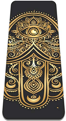 REJOON Gold Hamsa Yogamatte, Dicke, rutschfeste Yogamatten for Frauen und Mädchen, Übungsmatte, weiche Pilates-Matten