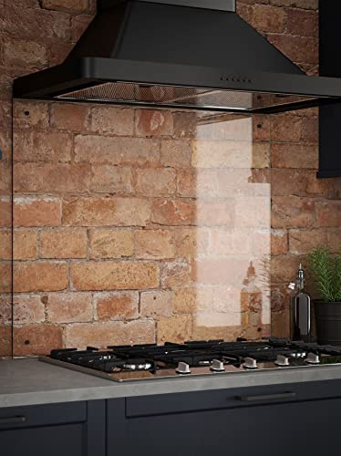 Generic Glass Kitchen Splashback, Clear Glass, 900mm x 750mm | Includes pre-drilled holes, fixing kit and gunmetal caps with a 5-year guarantee for heat-resistant wall protection.
