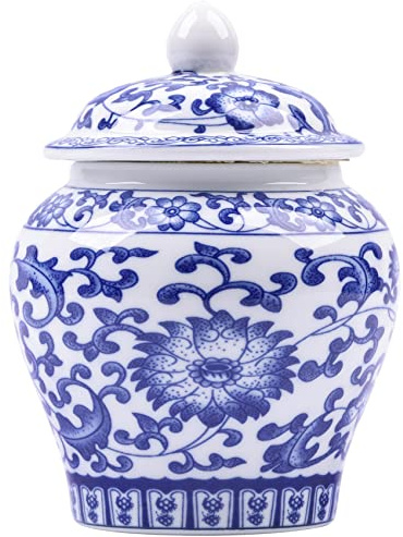 XINGYAN Chinoiserie - Mini tarros de cerámica de porcelana azul y blanca con tapa de estilo chino antiguo, oriental, tarros decorativos y de almacenamiento (mini tarro de ramas)