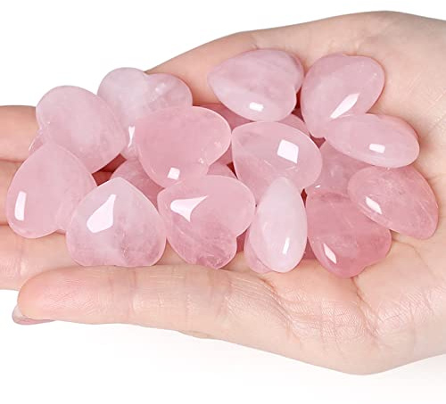 XIANNVXI 10 Stück Rosenquarz Herz Rosenquarz Stein Kristalle Herzen Deko | Naturstein Heilung Kristall Herz Stein Valentinstag Deko Rosa Herzstein Liebe Herz Geschenk für Sie Geburtstage Geschenke