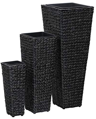 Keketa Garten Hochbeet, Garten Pflanzgefäß Outdoor Blumentopf Hochbeet für Gemüse, Pflanzen, Blumen und Kräuter 3 Stück Wasserhyazinthe Schwarz