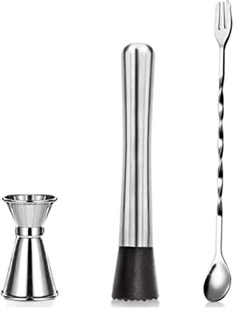 Cocktail Cuillère à Mélanger Cocktail Pilon Ensemble Design Ergonomique Et Esthétique 15 Ml 30 Ml Jigger Barre En Acier Inoxydable Ensemble D'outils Pour la Maison