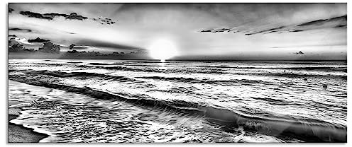Pixxprint Glasbild Panorama, Wandbild aus Echtglas, Meer bei Sonnenuntergang, 100x40 cm, inkl. Aufhängung und Abstandshalter
