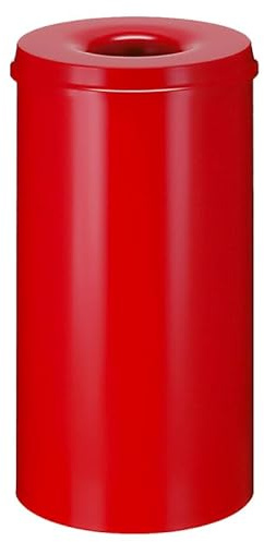 PROREGAL Selbstlöschender Papierkorb & Abfallsammler aus Metall | 50 Liter, HxØ 63x33,5cm | Rot