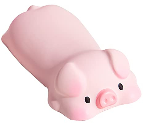 Maus Handgelenkauflage 12 x 6 cm Klein Weiches PU ​​Cartoon Tier Tastatur Handauflage Ermüdungslinderung Ergonomische Mousepad Armauflage für Computer, Laptop(Rosa Schwein)