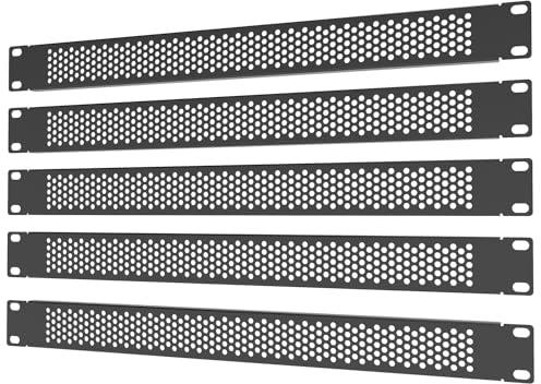 QiaoYoubang 5 Pack 1U Venting Blank Panel - Steel Blank Rack Mount Panel Spacer for 19in Server Rack Cabinet or Enclosure, Black (1UVBP5PC)