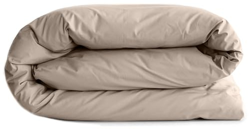 Linnea Housse de Couette uni 280x240 cm Percale de Coton MANOIR Beige Lin