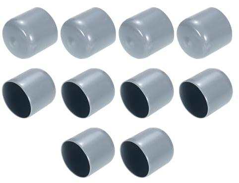 QUARKZMAN 10 Stück Gummikappen, 32mm Rohrstopfen Endkappe Rund Schutzkappen Pfostenkappe Abdeckkappen Zaunpfosten Endspitze Kappen für Gartenstühle Tischbeine Möbelfüße Gleiter, Grau