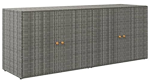 Kangmusi Gartenschrank Grau 198x55,5x80 cm Poly Rattan, kangmusi319871