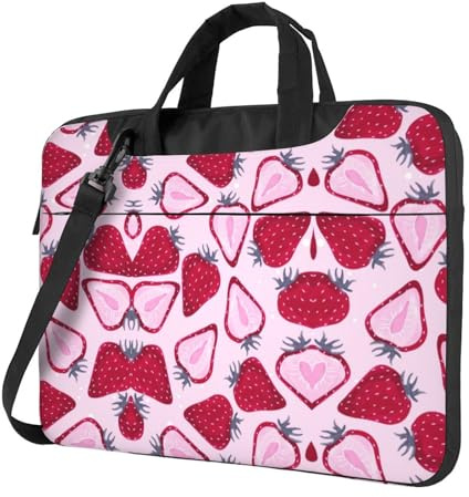 Sac à bandoulière pour ordinateur portable Motif fraises, noir, 15.6 inch