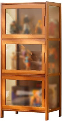 CAUSSO Sammlervitrine Vitrinenschrank, Standvitrine Vitrinenschrank, transparente Acryl-Vitrinen, für Büro Wohnzimmer Küche, für Sammlerstücke Bücher Wein(Brown,43 * 32 * 97 cm)