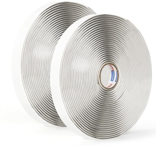 ADHES Ruban Butyle Ruban Etancheite 12mm x 9m x 2 Rouleaux, Épais de 3mm Ruban Adhésif Haute Temperature Ruban de Réparation pour façades, toit, toit plat Butyl Seal Tape