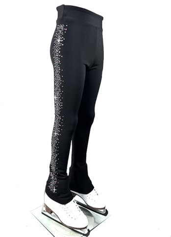 JoyCan Mädchen Eiskunstlauf Trainingshose mit Fleece-Isolierung Damen Skating Pants für Trainingskleidung, Schwarz, 10-12 Jahre
