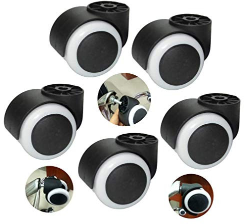 Plattenrollen, stangenlose, stumme Bürostuhlrolle, Möbelrolle, Ersatzrollen, Drehstuhlrad, Lochdurchmesser 8 mm, 360-Grad-Lenkrollen, für Wohnmöbel, Büro, 5 Stück