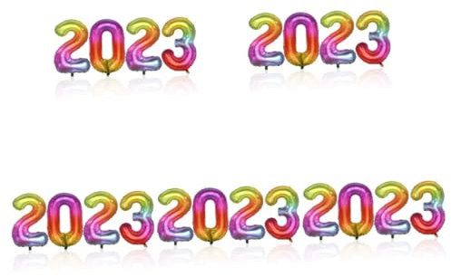 TOPBATHY 5 Sätze 2023 Aluminiumfolienballon Partyzubehör für Silvester 2023 Babyballons Ballon 2022 Zahlenballons wand polsterung weihnachtsdeko 2023 Ballons Neujahr Silvester Folienballons