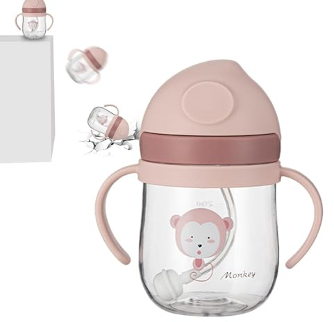Bicchieri - Bicchieri con beccuccio per bambini, borraccia antiscivolo antisoffocamento da 250 ml | Bottiglia d'acqua portatile con manici per ragazze e ragazzi, tazza da bere a forma di carton