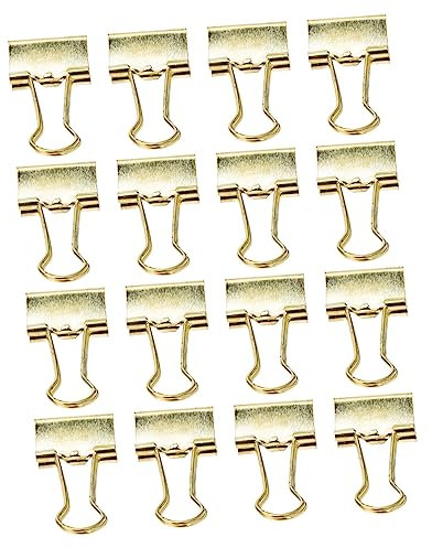 Tofficu 16stücke Teiliges Goldfarbene Clips Robuste Büroklammern Aus Legierung Vielseitige Papierklemmen Für Schule Bürobedarf Und Dokumentenorganisation