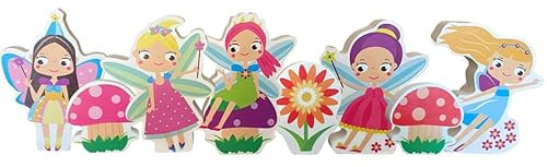 Talking Turtle 8-Piece Fairy Wooden Figures Set, Eco-Friendly Wooden Fairies with Toadstools & Sunflower, Perfect Toys for Imaginative Play, Storytelling, and Skill Development