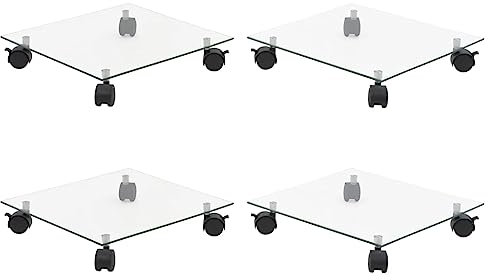 BOWEKAM Home & Garden Pflanzenroller, 4 Stück, 35 x 35 cm, gehärtetes Glas, quadratisch, Möbelwahl