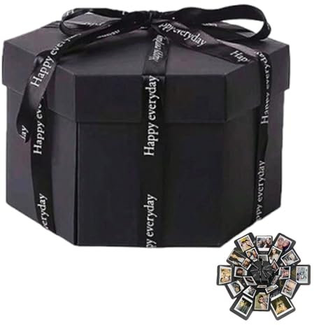 Explosions-Geschenkbox – Kreative Schwarze Explosionsbox, Fotoalbum-Überraschungsbox | Love meemory Scrapbooking-Geschenkbox Für Geburtstag, Weihnachten, Jahrestag, Hochzeit, Valentinstag, Geschen