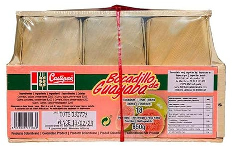 Bocadillo de Guayaba Castipan Colombiano, Dulce de Guayaba, Pastel Veleño, 18 unidades