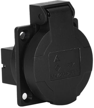 Coffret Électrique de Chantier Boîte de prises industrielles mobiles extérieures MCB RCBO 110V 220V 16A, boîtier de commande de puissance de commutation étanche, Installation murale IP54(F.R_BLACK)