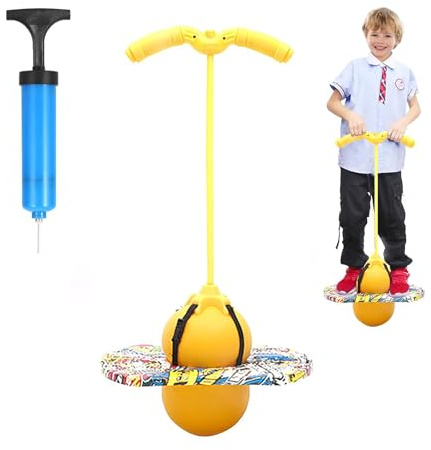 MeYuxg Pogo Stick con Maniglia, Palla per Saltare Bambini Adulti, Giochi da Esterno per Bambini, capacità di Carico 100 kg, Palla Salta Salta per L'allenamento Dell'equilibrio e Lo Sport (Giallo)